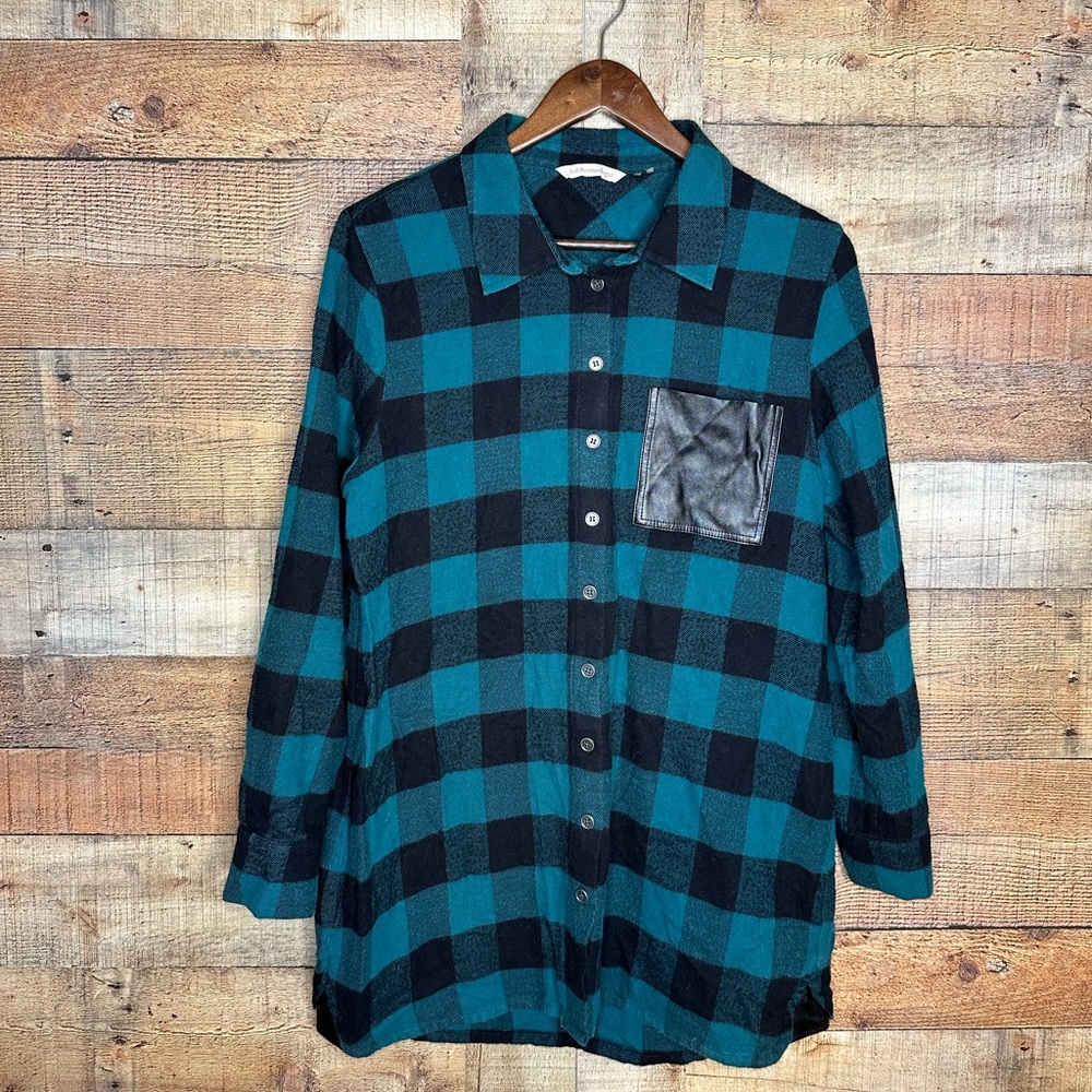 Soft Surroundings Oversized Plaid Button S